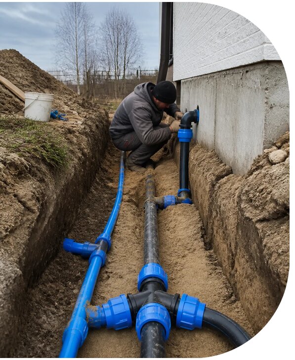 Монтаж наружного водопровода на участке под ключ в Тулуне